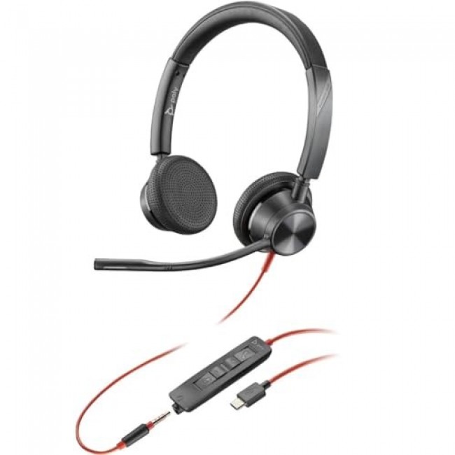Poly Blackwire 3325 Stereo USB-C + 3.5mm + USB C/A-Adapter