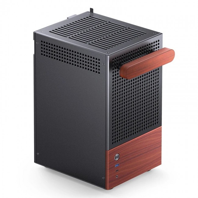 Jonsbo T6 PC Case, Mini-Tower, Mini-ITX, Tempered Glass, Wood, black