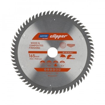 NORTON CIRCULAR SAW BLADE 165mm x 20mm x 64z WOOD & ATB COMPOSITES (2.6 / 1.6)