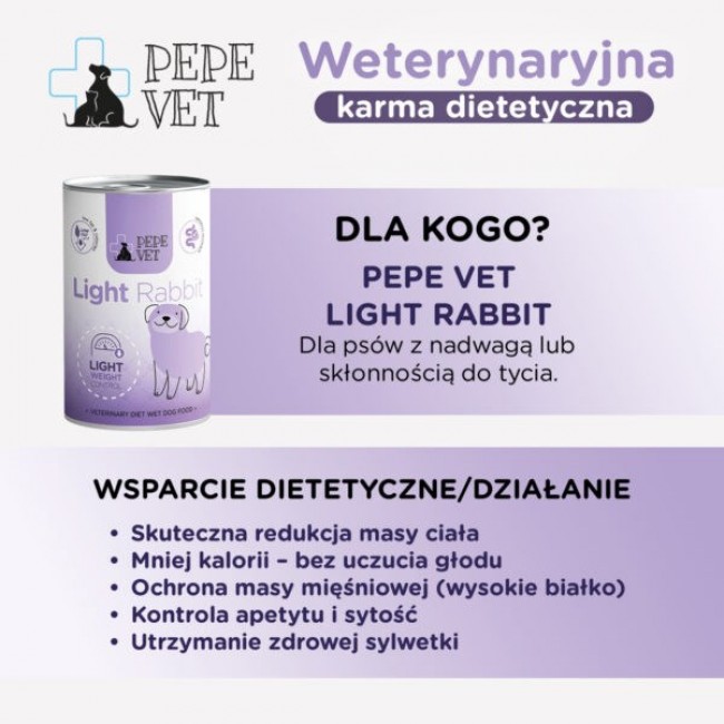 PAKA ZWIERZAKA Pepe Vet Light Rabbit - wet dog food - 400g PAKA ZWIERZAKA Pepe Vet Light Rabbit - wet dog food - 400g