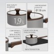 18cm saucepan with lid, 1.9L MR-1211-18S MAESTRO grey
