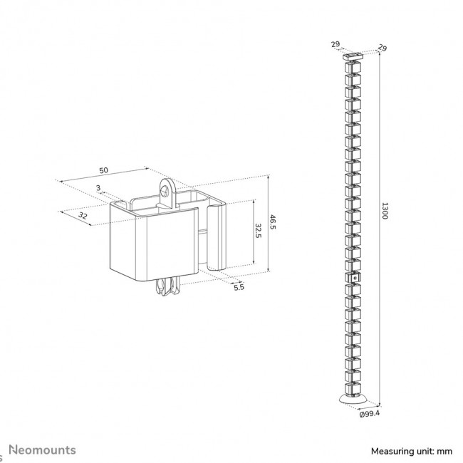 Neomounts ADS06-132BL Cable spine - magnetic fixture - universal Neomounts ADS06-132BL Cable spine - magnetic fixture - universal