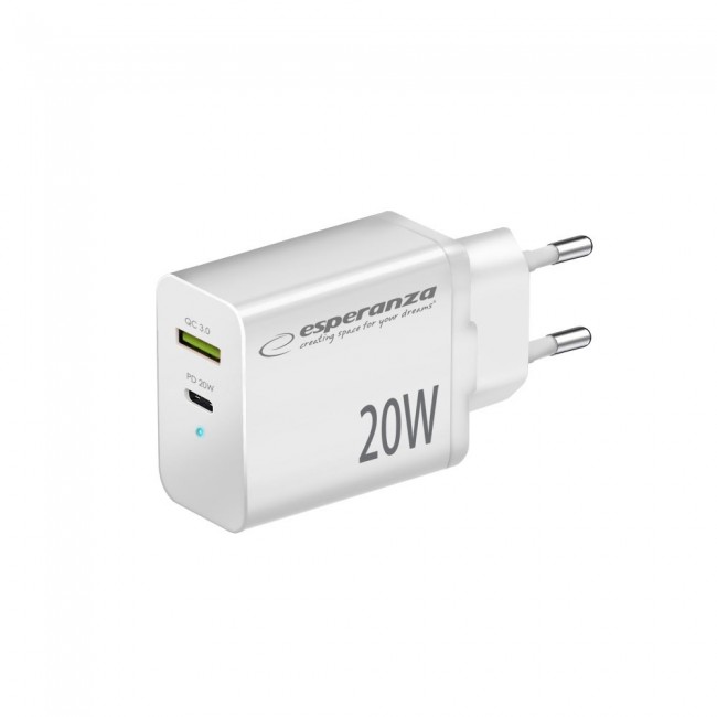 Esperanza EZC105W mains charger 20W White Esperanza EZC105W mains charger 20W White