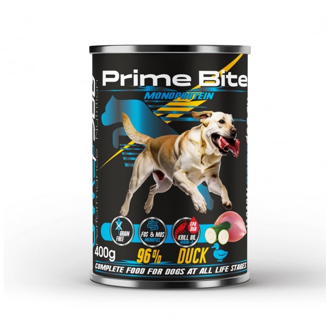 PRIME BITE Monoprotein Duck with zucchini - wet dog food - 400g