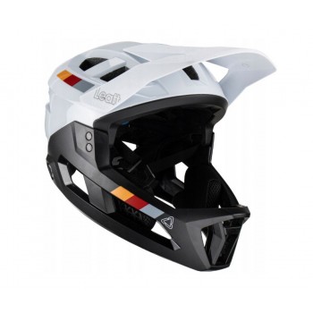 LEATT MTB Enduro 2.0 V23 Bike Helmet with Removable Chin Guard, Size L (59 63 cm), White