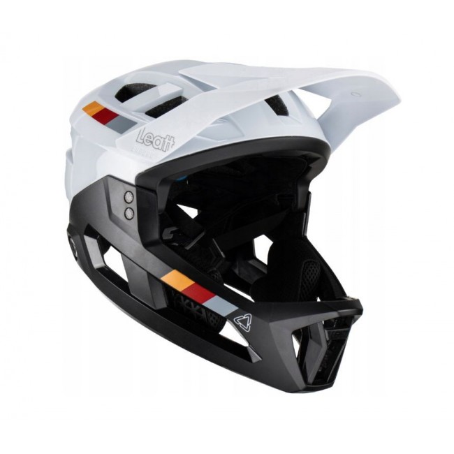 LEATT MTB Enduro 2.0 V23 Bike Helmet with Removable Chin Guard, Size L (59 63 cm), White