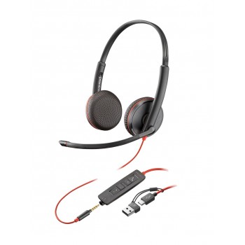 POLY Blackwire 3225 Stereo USB-C Headset +3.5mm Plug +USB-C/A Adapter (Bulk)
