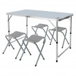 Camping set: table & 4 chairs, foldable in case