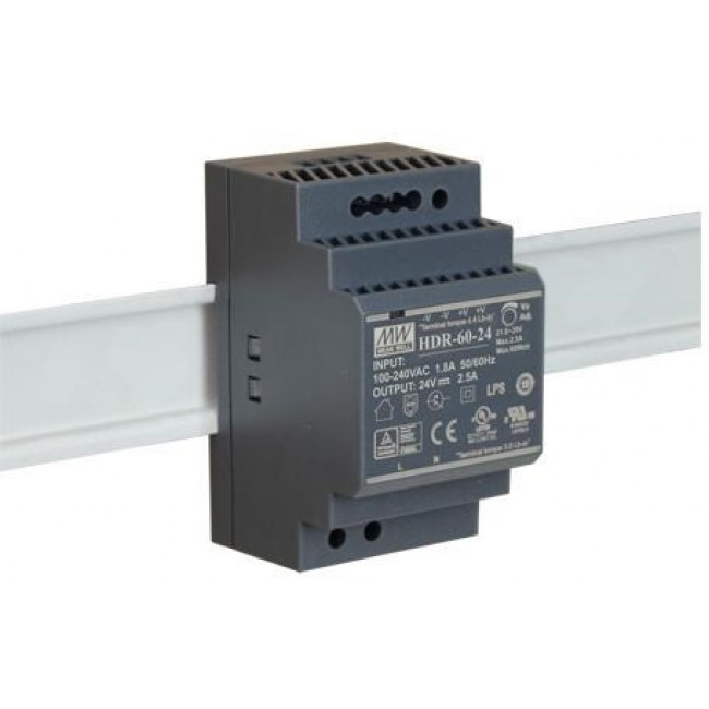 MEAN WELL HDR-60-24 power supply unit 60 W Stainless steel
