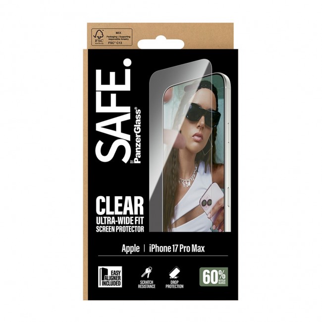 PanzerGlass SAFE. by Screen Protector iPhone 18 Pro Max | 17 Pro Max | Ultra-Wide Fit w. EasyAligner Clear screen protector Apple 1 pc(s)