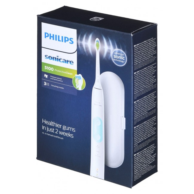 Philips | HX6857/28 Sonicare ProtectiveClean 5100 | Electric Toothbrush | Rechargeable | For adults | Number of brush heads included 1 | Number of teeth brushing modes 3 | Sonic technology | White Philips | HX6857/28 Sonicare ProtectiveClean 5100 | Electric Toothbrush | Rechargeable | For adults | Number of brush heads included 1 | Number of teeth brushing modes 3 | Sonic technology | White
