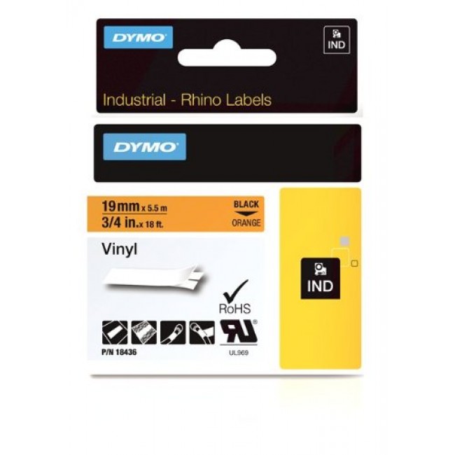 DYMO Rhino Band Vinyl 19mmx5.5m schwarz- orange