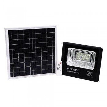 LED Solar Projector V-TAC 20W Black IP65, Remote Control, Timer VT-60W 6000K 1650lm
