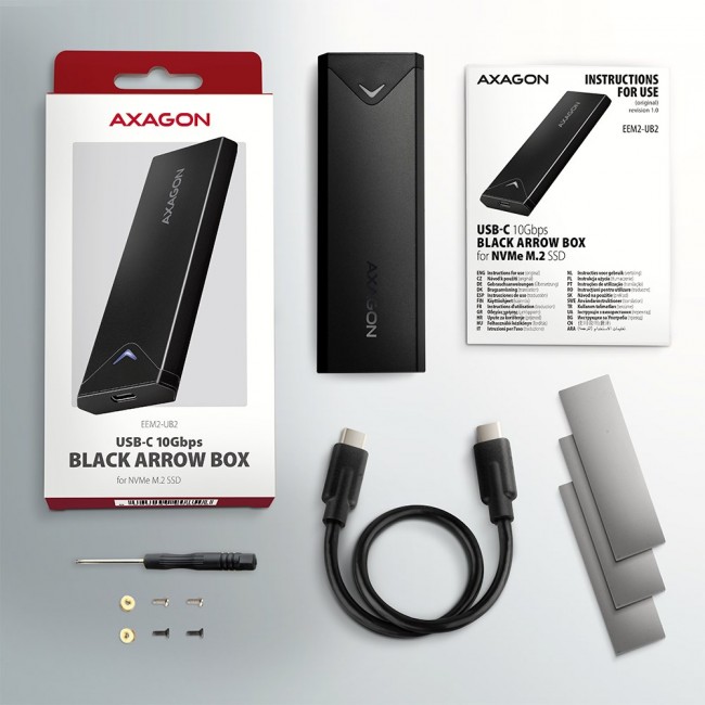 Axagon EEM2-UB2 storage drive enclosure SSD enclosure Black M.2