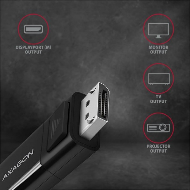 Axagon RVC-DPC video cable adapter 1.8 m USB Type-C DisplayPort Black