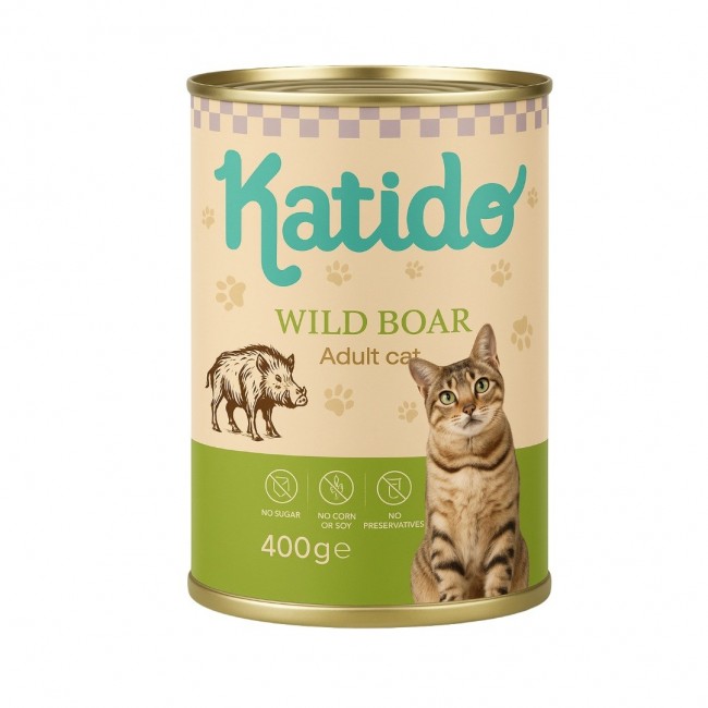 KATIDO Wild boar - wet cat food - 400g