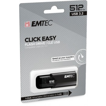 Emtec B110 Click Easy 3.2 USB flash drive 512 GB USB Type-A 3.2 Gen 2 (3.1 Gen 2) Black