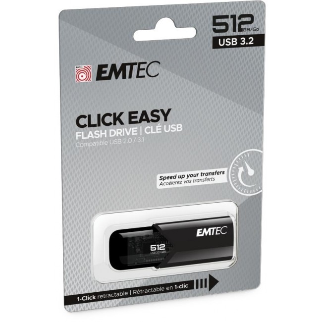 Emtec B110 Click Easy 3.2 USB flash drive 512 GB USB Type-A 3.2 Gen 2 (3.1 Gen 2) Black