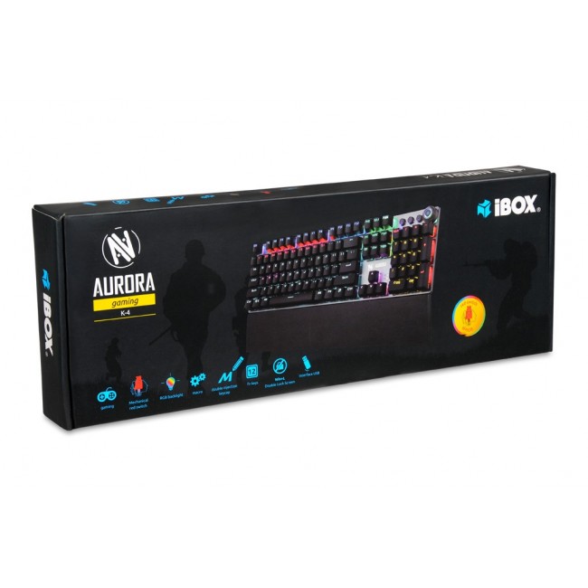 iBox Aurora K-4 keyboard USB QWERTY Black