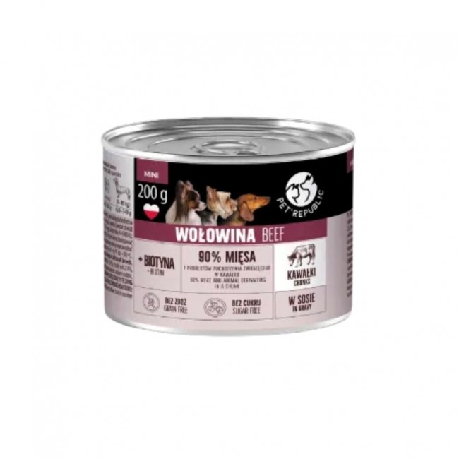 PET REPUBLIC Chunks with beef in sauce wet dog food 200g