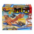 Hot Wheels Monster Trucks Sharks vs. Dinos Racedown Destruction Track Set & 2 1:64 Scale Toy Trucks