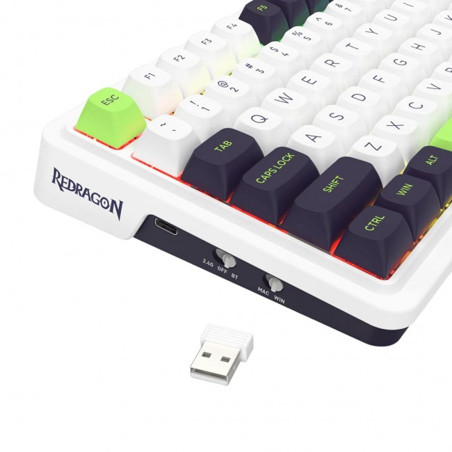 REDRAGON K686WBG-RGB-MAX Eisa Max keyboard USB + RF Wireless + Bluetooth White, Black