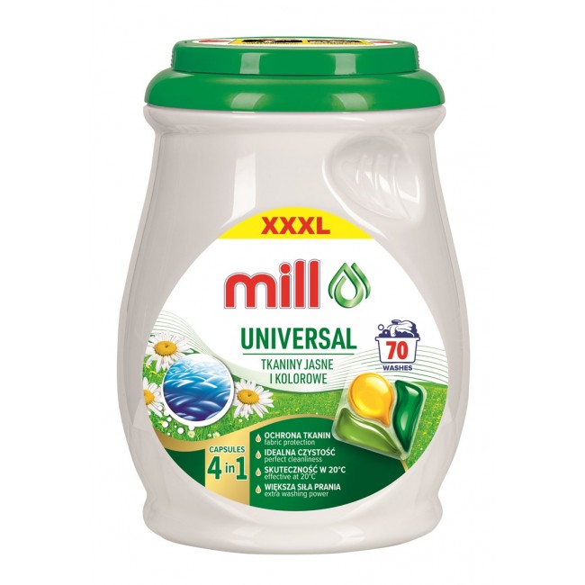 MILL PROFESSIONAL 3-chamber universal laundry capsules, 70 pcs. MILL PROFESSIONAL 3-chamber universal laundry capsules, 70 pcs.