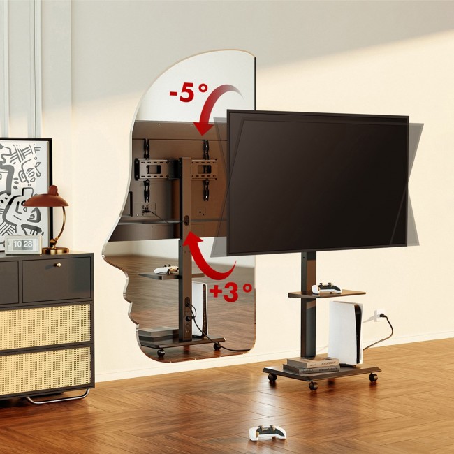 Stand / cart for TV Ergo-Office, max. load 50kg / 5kg shelf, max. VESA 600x400, built-in power strip, black, ER-304 B Stand / cart for TV Ergo-Office, max. load 50kg / 5kg shelf, max. VESA 600x400, built-in power strip, black, ER-304 B