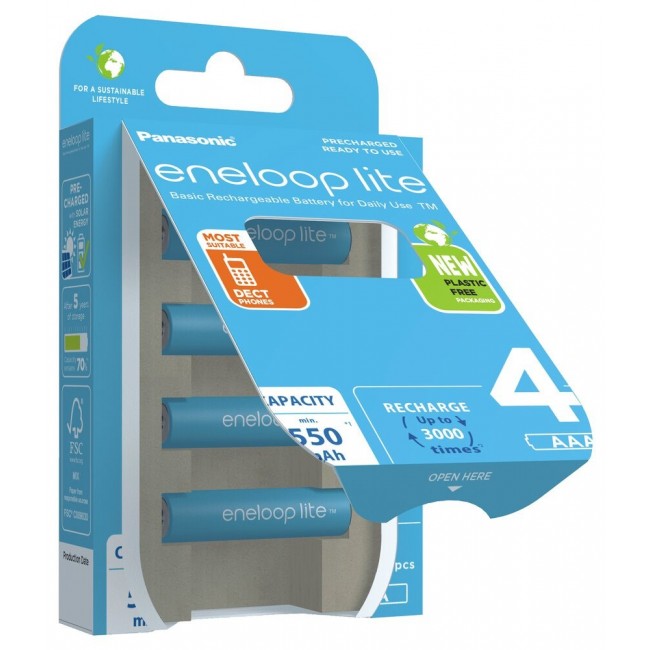 Rechargeable batteries PANASONIC ENELOOP LITE AAA 550 mAh 4 szt (BK-4LCCE/4CP) Rechargeable batteries PANASONIC ENELOOP LITE AAA 550 mAh 4 szt (BK-4LCCE/4CP)