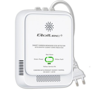 Qoltec 52576 Carbon monoxide sensor | CO detector | alarm 85dB | LED
