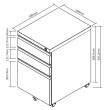 Under-desk cabinet metal container with lock Maclean, on wheels, black, MC-850
