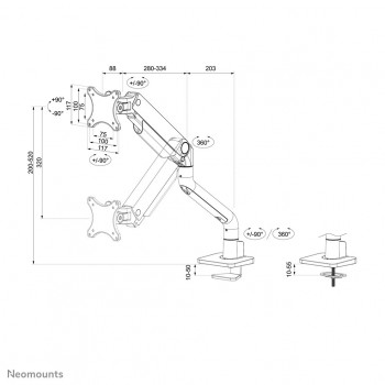 Neomounts DS70S-950BL1 Monitor arm 17-49