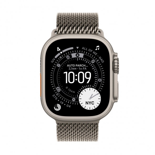Apple Watch Ultra 3 GPS + Cellular 49mm Natural Titanium Case with Natural Titanium Milanese Loop - Medium