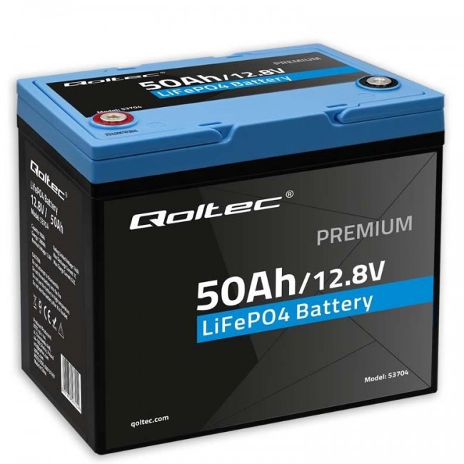 Qoltec LiFePO4 Lithium Iron Phosphate Battery | 12.8V | 50Ah | 640Wh| BMS
