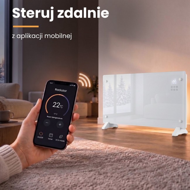 Extralink SMART GLASS PANEL HEATER, WHITE, 2000W, WIFI, LPL-23A-WH