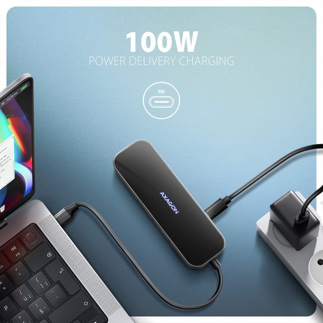 Axagon HMC-6GLN USB-C 5Gbps GLASS 6in1 hub Axagon HMC-6GLN USB-C 5Gbps GLASS 6in1 hub