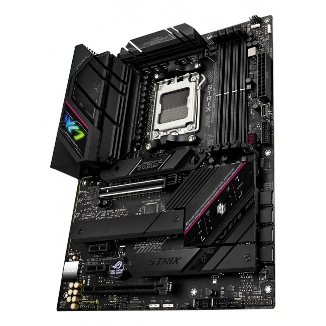 Asus | ROG STRIX B650E-F GAMING WIFI | Processor family AMD | Processor socket AM5 | DDR5 DIMM | Memory slots 4 | Supported hard disk drive interfaces SATA, M.2 | Number of SATA connectors 4 | Chipset AMD B650 | ATX