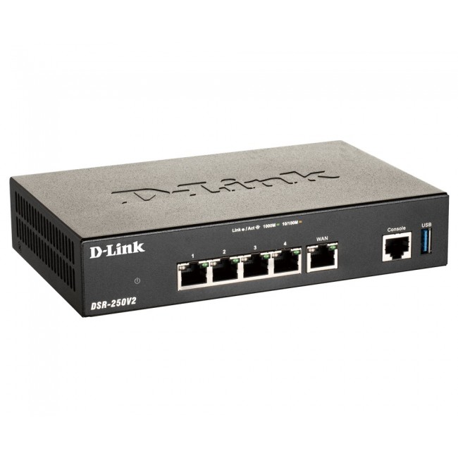 D-Link DSR-250V2 wireless router Gigabit Ethernet Black