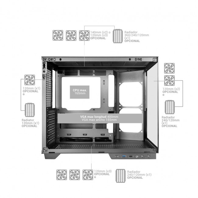 Mars Gaming MCMIRAGE computer case Midi Tower Black
