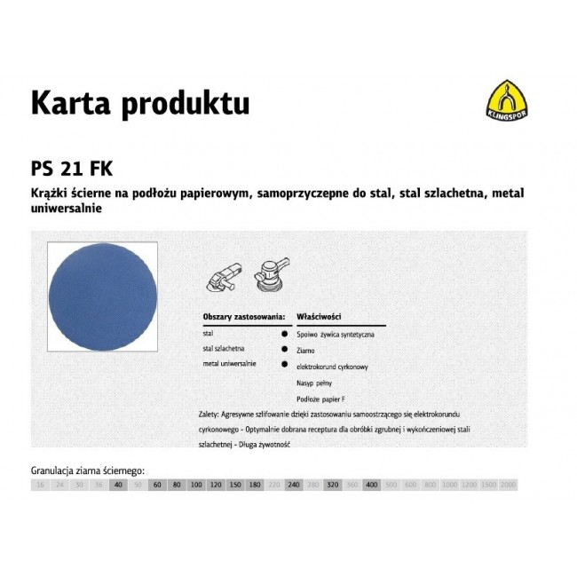 Sanding disc self-adhesive 125mm PS21FK grit 40