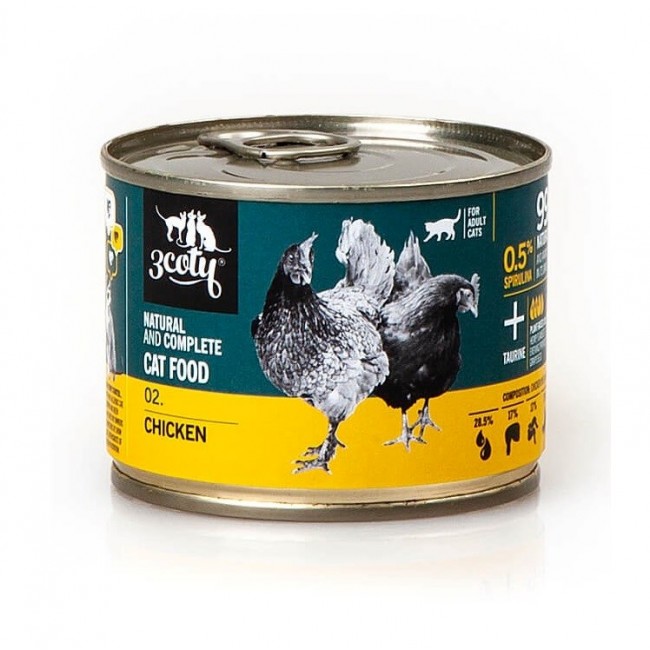 3COTY 02. Chicken with spirulina - wet cat food - 180g 3COTY 02. Chicken with spirulina - wet cat food - 180g