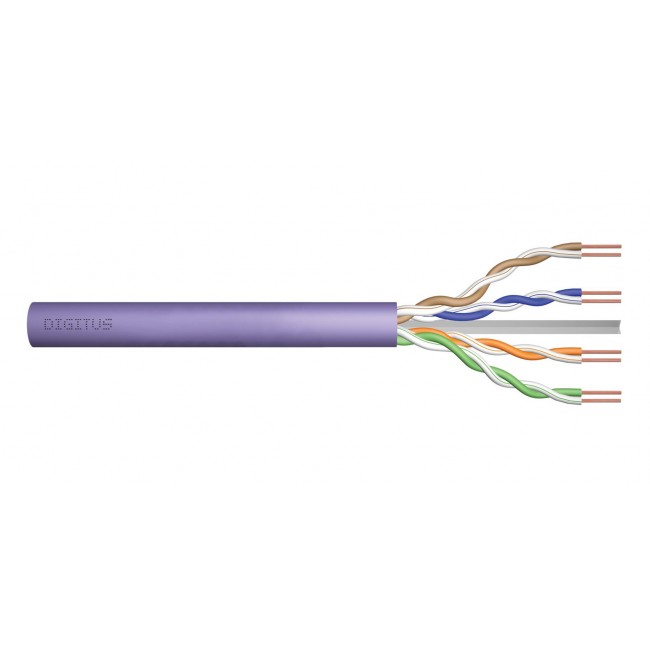 DIGITUS Cat.6 Installation Cable, U/UTP, B2ca, AWG 23/1, LSOH, 100m, Purple,