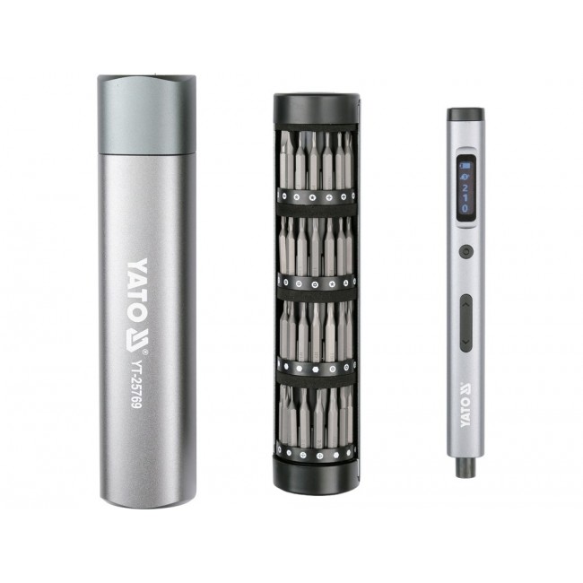 YATO Cordless Screwdriver Set with Bits 3.7 V, 61 Pieces, YT-25769