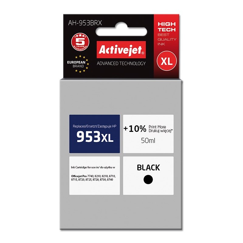 Activejet AH-953BRX ink for HP printer HP 953XL L0S70AE replacement Premium 50 ml black Activejet AH-953BRX ink for HP printer HP 953XL L0S70AE replacement Premium 50 ml black