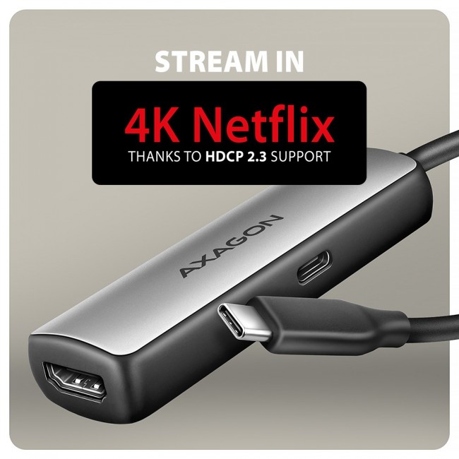 Axagon RVC-HI8KPD, USB-C - HDMI 2.1 adapter, 8K/60Hz, 4K/144Hz, HDR10+, PD100W