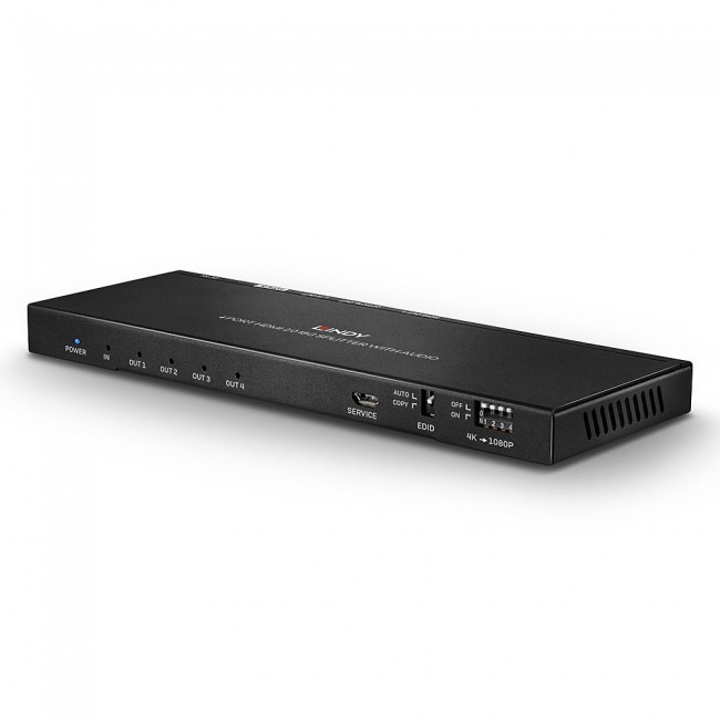 Lindy 4 Port HDMI 18G Splitter with Audio and Downscaling Lindy 4 Port HDMI 18G Splitter with Audio and Downscaling