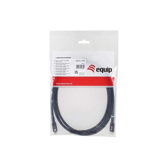 Equip USB 4 C to C Cable, 2m, PD240W, 8K/60Hz, 80Gbps, Black