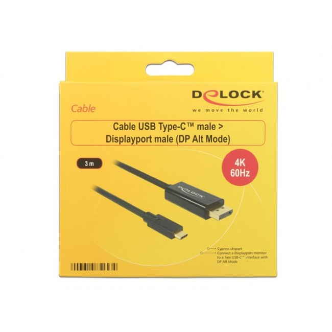 DeLOCK 85257 video cable adapter 3 m USB Type-C DisplayPort Black