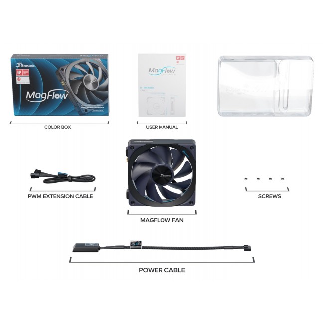 Seasonic MagFlow 1-Fan Kit Computer case 12 cm Black 1 pc(s) Seasonic MagFlow 1-Fan Kit Computer case 12 cm Black 1 pc(s)