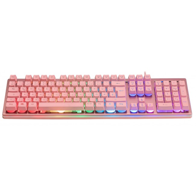 Deltaco Gaming GAM-021-RGB-P-DE keyboard USB QWERTZ German Pink
